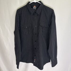 South Pole Shirt Mens XL Black Striped Button Up Pockets